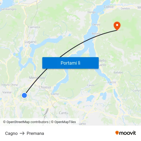 Cagno to Premana map