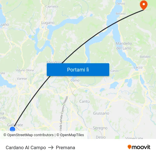 Cardano Al Campo to Premana map