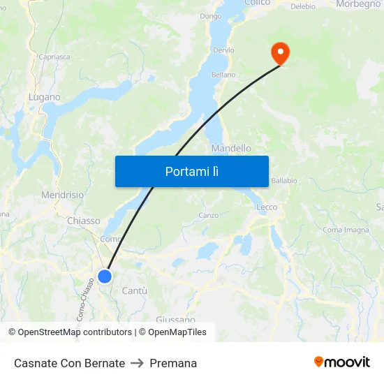 Casnate Con Bernate to Premana map