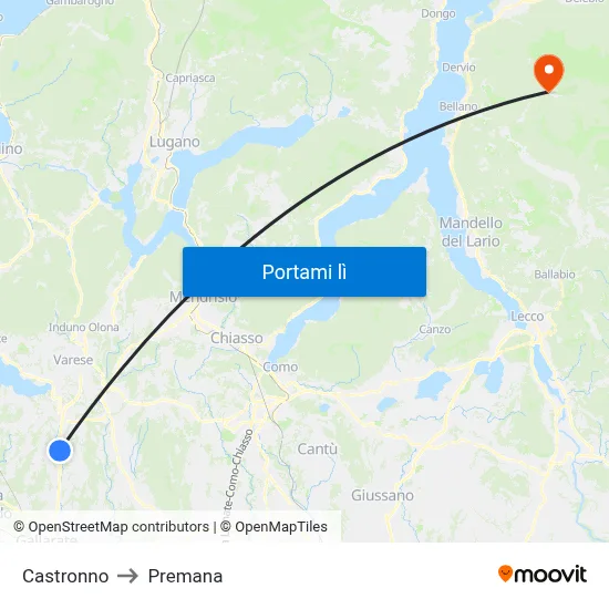 Castronno to Premana map