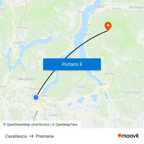 Cavallasca to Premana map