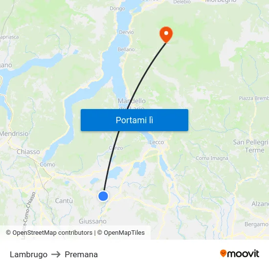 Lambrugo to Premana map