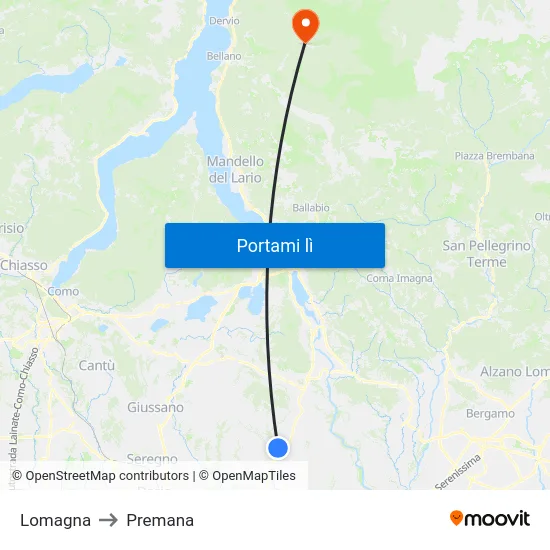 Lomagna to Premana map