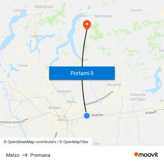 Melzo to Premana map