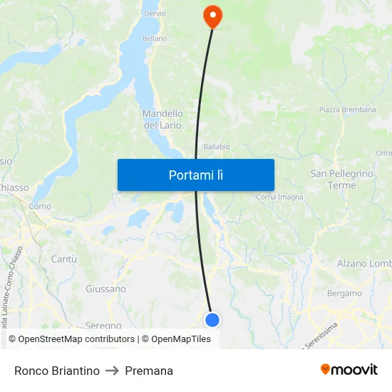 Ronco Briantino to Premana map