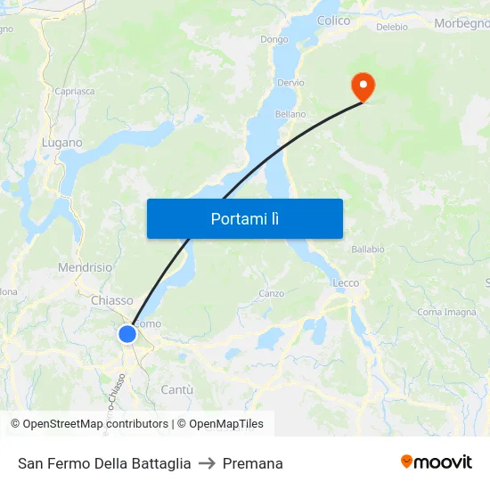 San Fermo Della Battaglia to Premana map