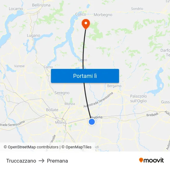 Truccazzano to Premana map