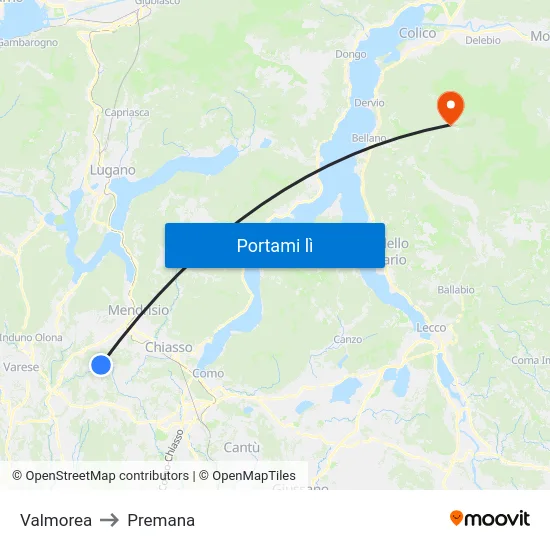 Valmorea to Premana map