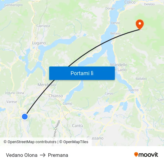 Vedano Olona to Premana map