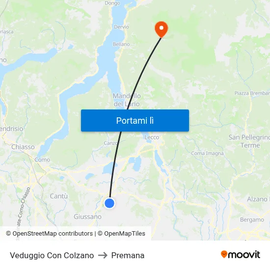 Veduggio Con Colzano to Premana map