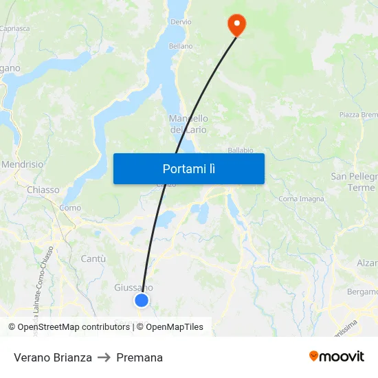 Verano Brianza to Premana map