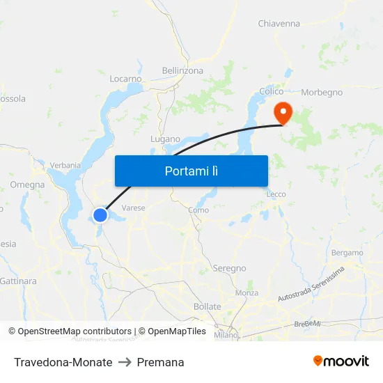 Travedona-Monate to Premana map