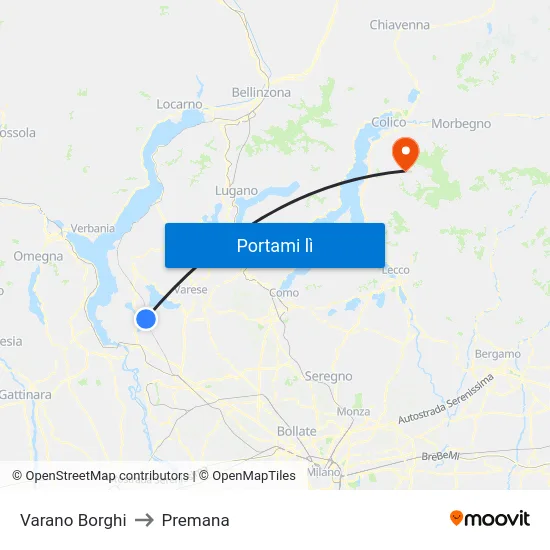 Varano Borghi to Premana map