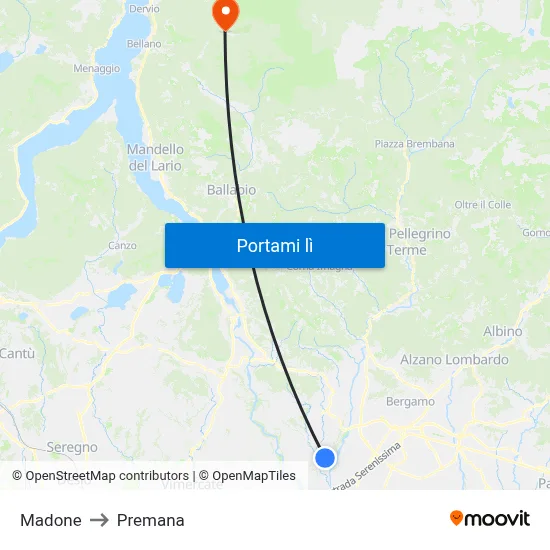 Madone to Premana map