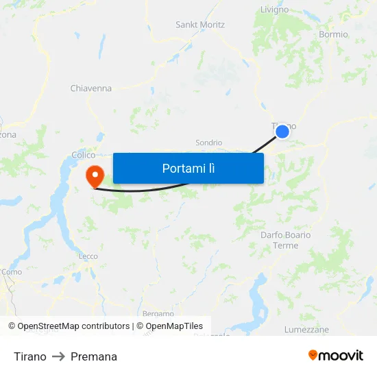 Tirano to Premana map