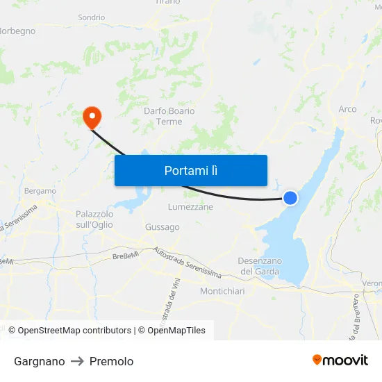 Gargnano to Premolo map