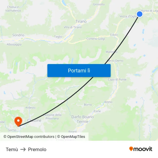 Temù to Premolo map
