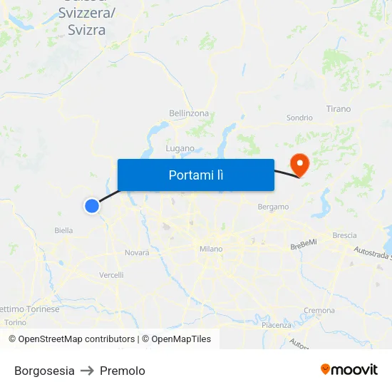 Borgosesia to Premolo map