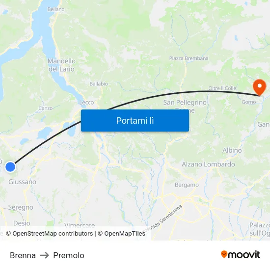 Brenna to Premolo map