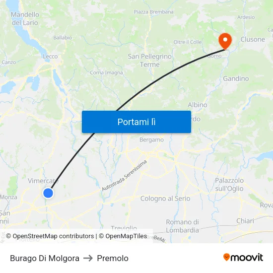 Burago Di Molgora to Premolo map