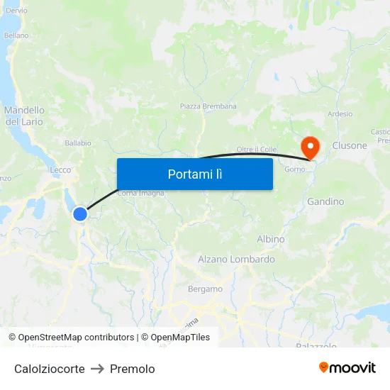 Calolziocorte to Premolo map