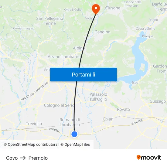 Covo to Premolo map