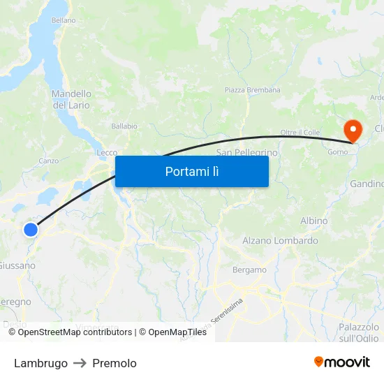 Lambrugo to Premolo map