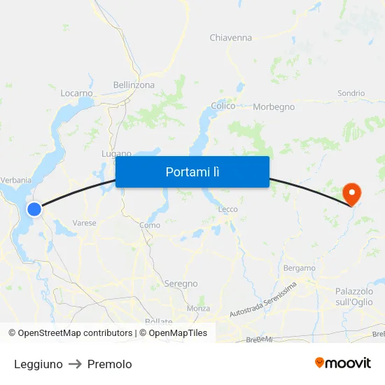 Leggiuno to Premolo map