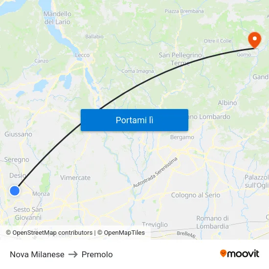 Nova Milanese to Premolo map