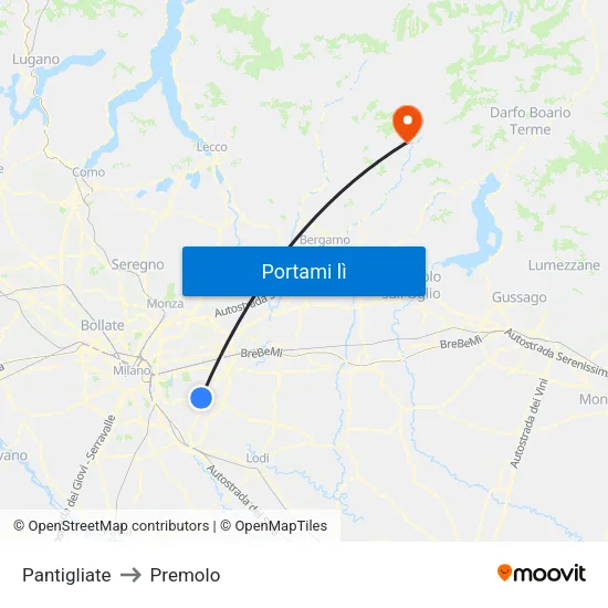 Pantigliate to Premolo map