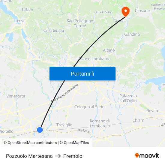 Pozzuolo Martesana to Premolo map