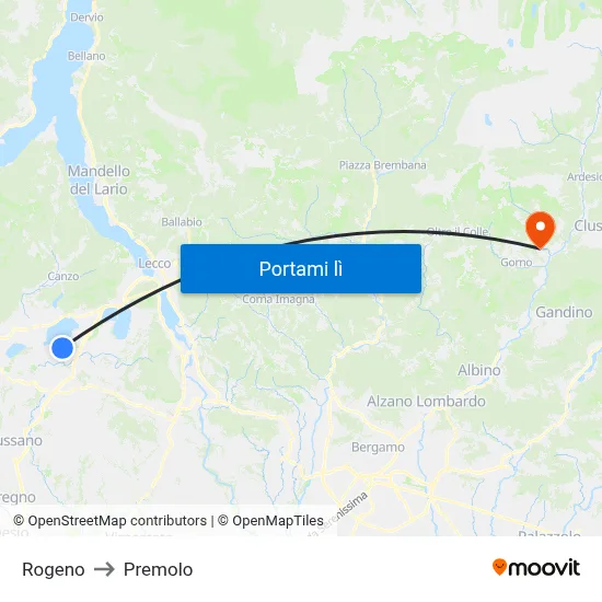 Rogeno to Premolo map