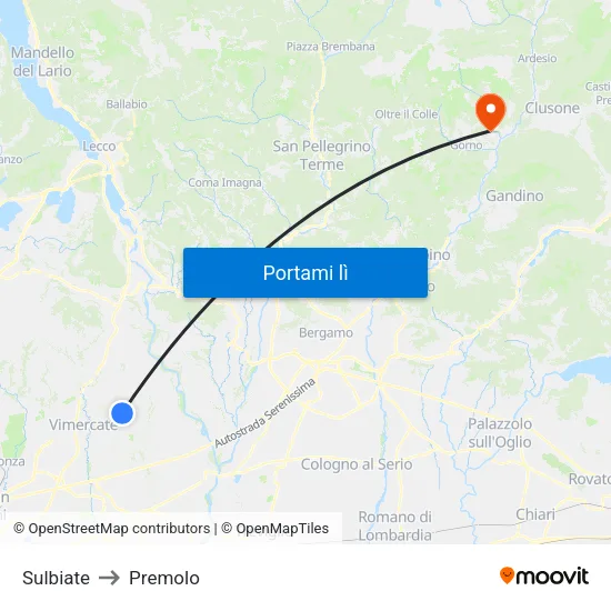 Sulbiate to Premolo map