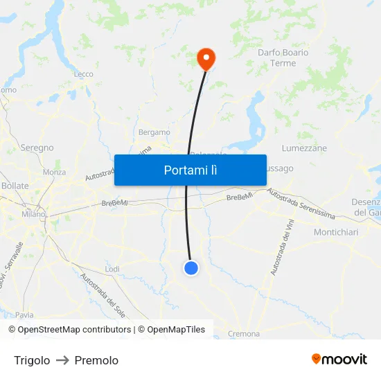 Trigolo to Premolo map