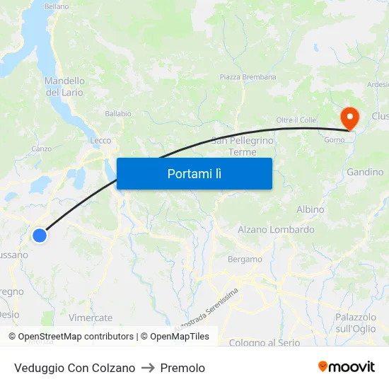 Veduggio Con Colzano to Premolo map