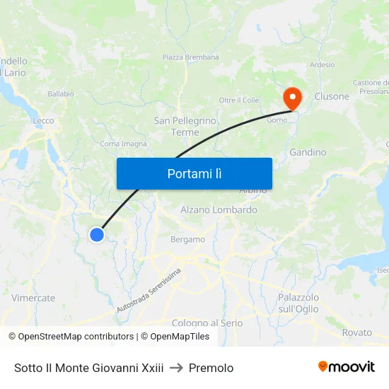 Sotto Il Monte Giovanni Xxiii to Premolo map