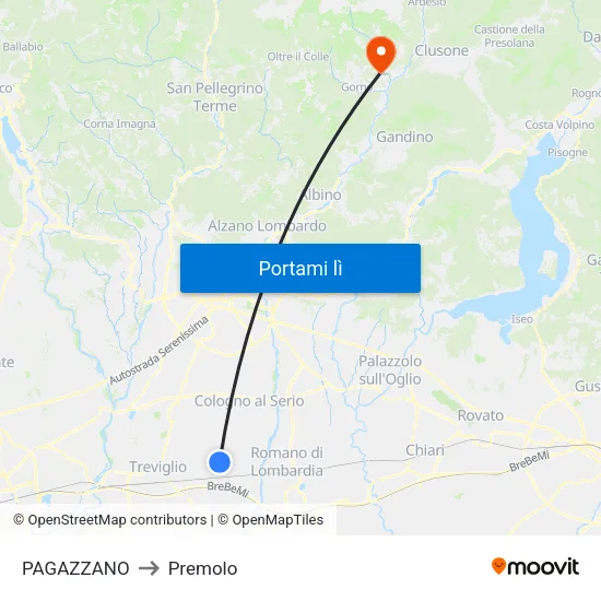 PAGAZZANO to Premolo map