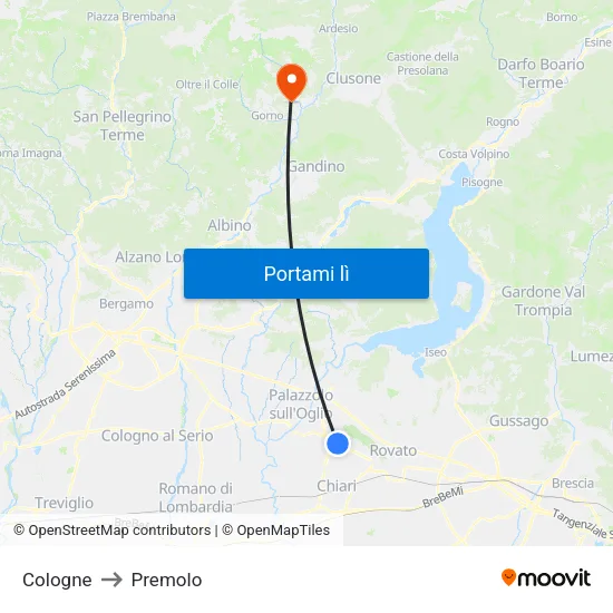 Cologne to Premolo map
