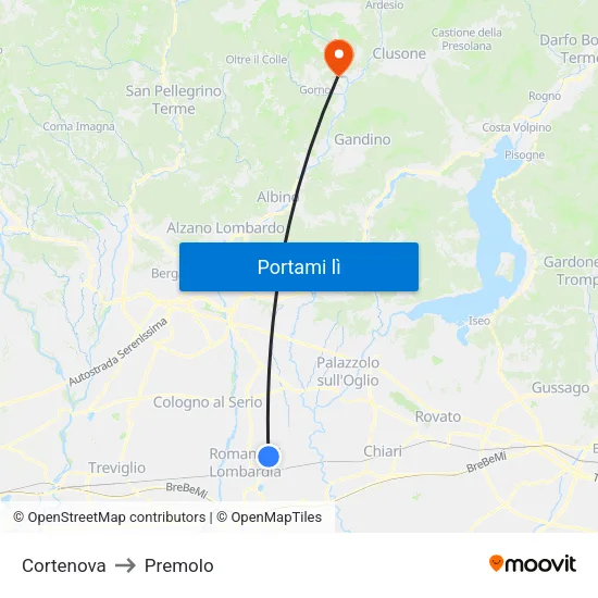 Cortenova to Premolo map