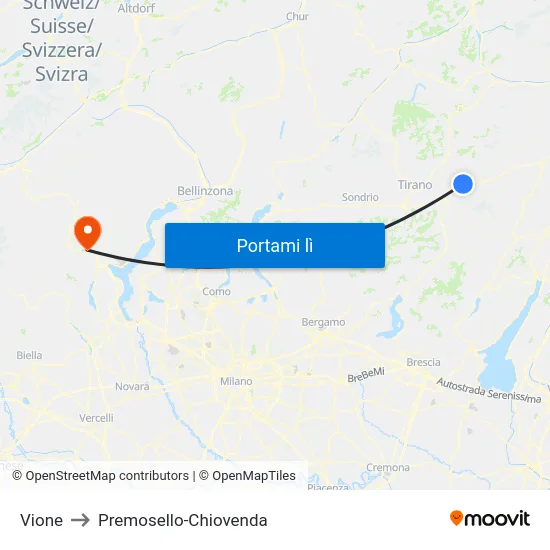 Vione to Premosello-Chiovenda map