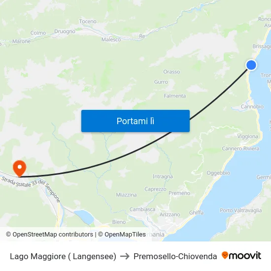 Lago Maggiore ( Langensee) to Premosello-Chiovenda map