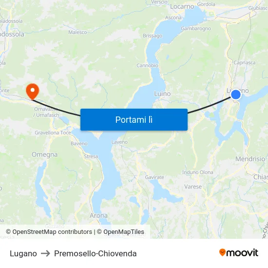 Lugano to Premosello-Chiovenda map