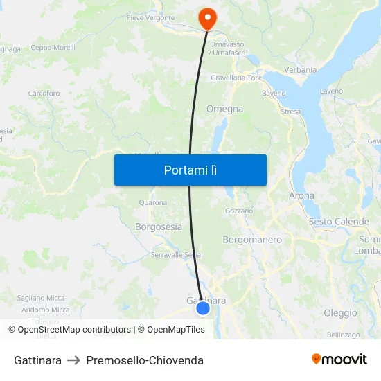 Gattinara to Premosello-Chiovenda map