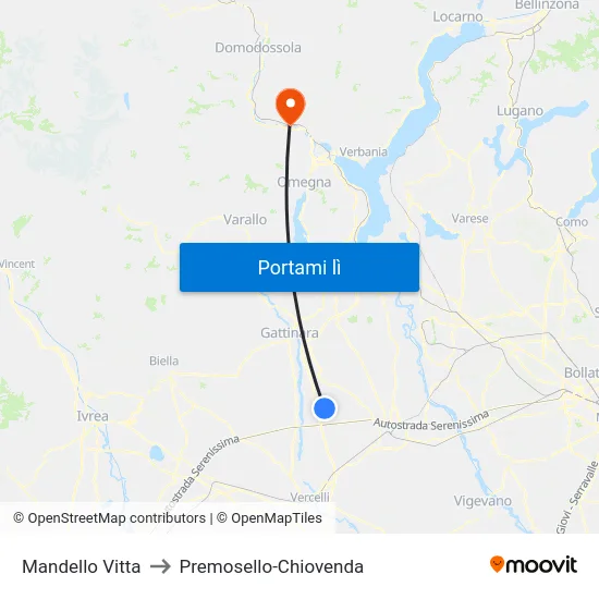 Mandello Vitta to Premosello-Chiovenda map