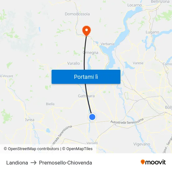 Landiona to Premosello-Chiovenda map