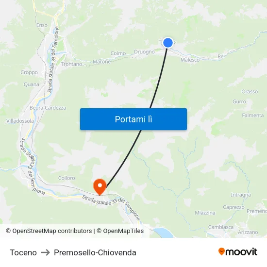 Toceno to Premosello-Chiovenda map