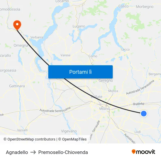 Agnadello to Premosello-Chiovenda map