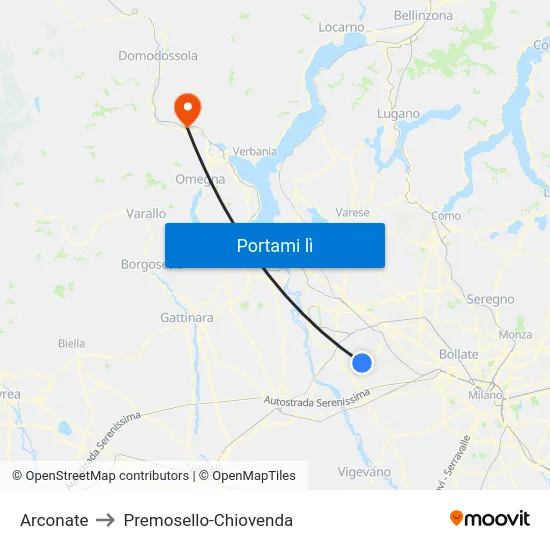 Arconate to Premosello-Chiovenda map