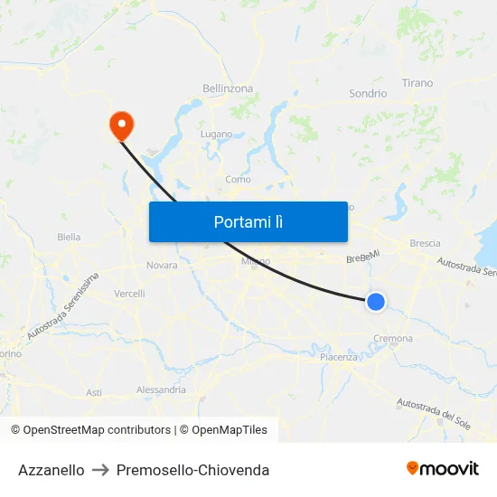 Azzanello to Premosello-Chiovenda map
