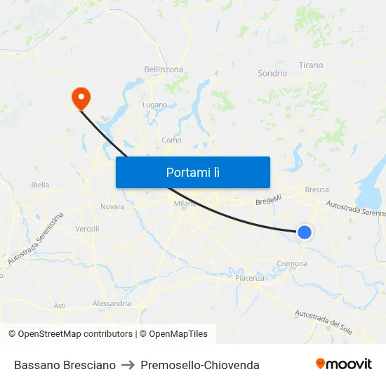 Bassano Bresciano to Premosello-Chiovenda map
